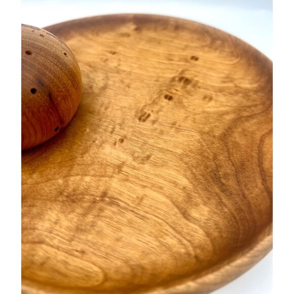 Vintage House of Myrtlewood Appetizer Cheese Serving Tray Toothpick Holder 8"D - Picture 8 of 8